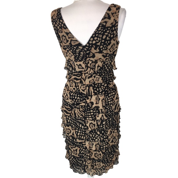 Jones New York Animal Print Ruffle Pleat Sleeveless Sheath Midi Dress size 10 - Picture 9 of 12